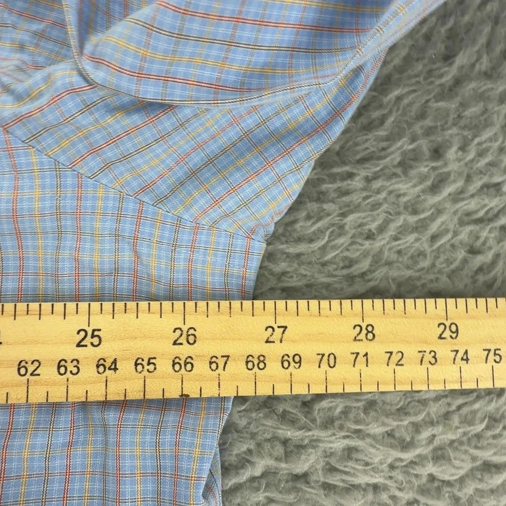 Brooks Brothers Classic Mens 18 34 Blue Plaid Supima Cotton Non Iron Dress Shirt